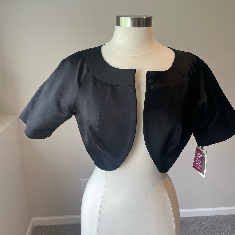 Black Puff Sleeve Crop Blouse